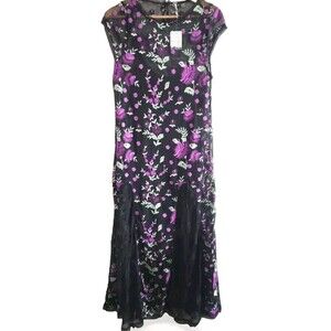 Free People Sky Bright Maxi Dress Fairy Black Floral Embroidered Womens Small